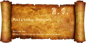 Malitsky Vencel névjegykártya